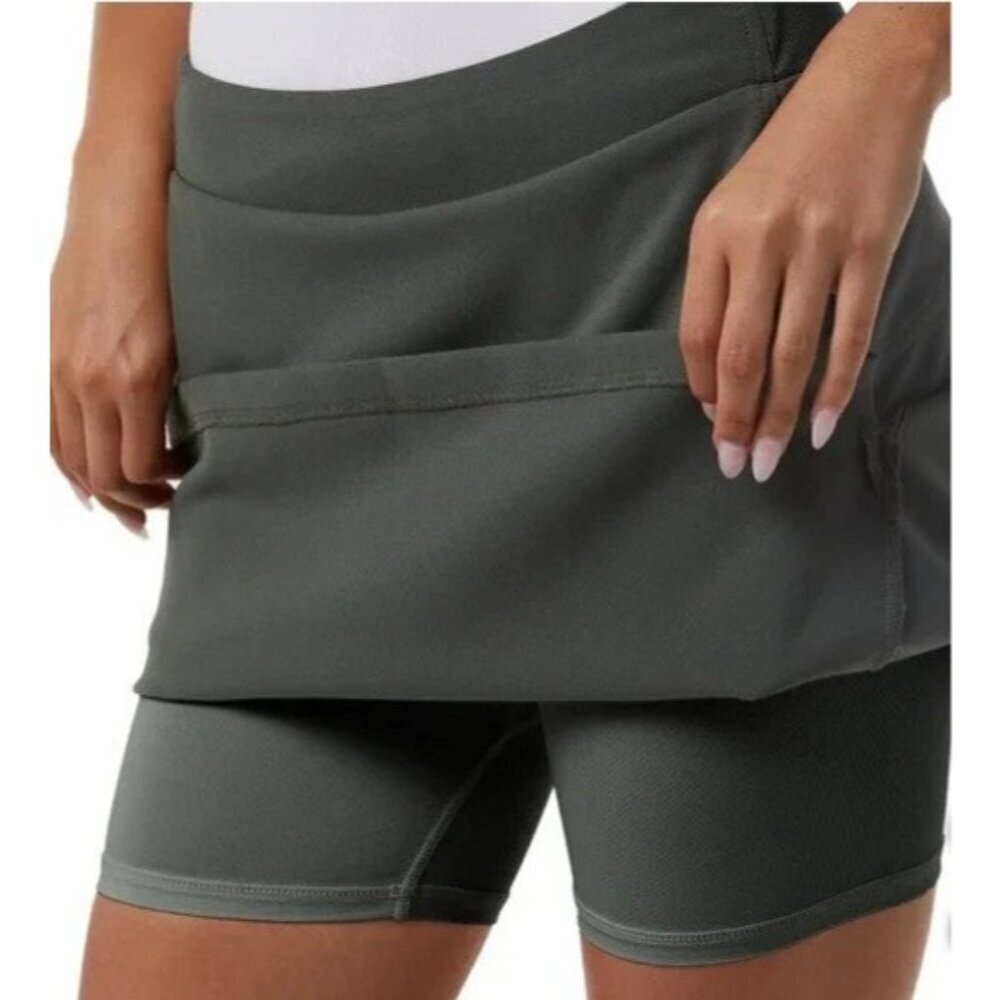 NWOT 32 Degrees Cool Women's M Green Skort  Elastic Waistband & Side Slits - Picture 4 of 7